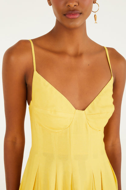 Vestido Cóctel Estampado amarillo  bufanda