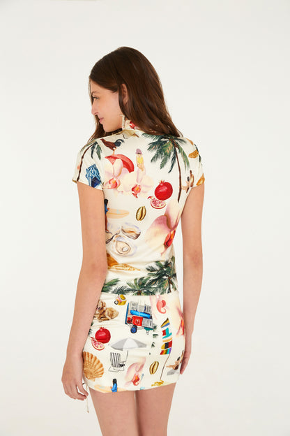 Blusa Cropped Estampada Colagem Carioca