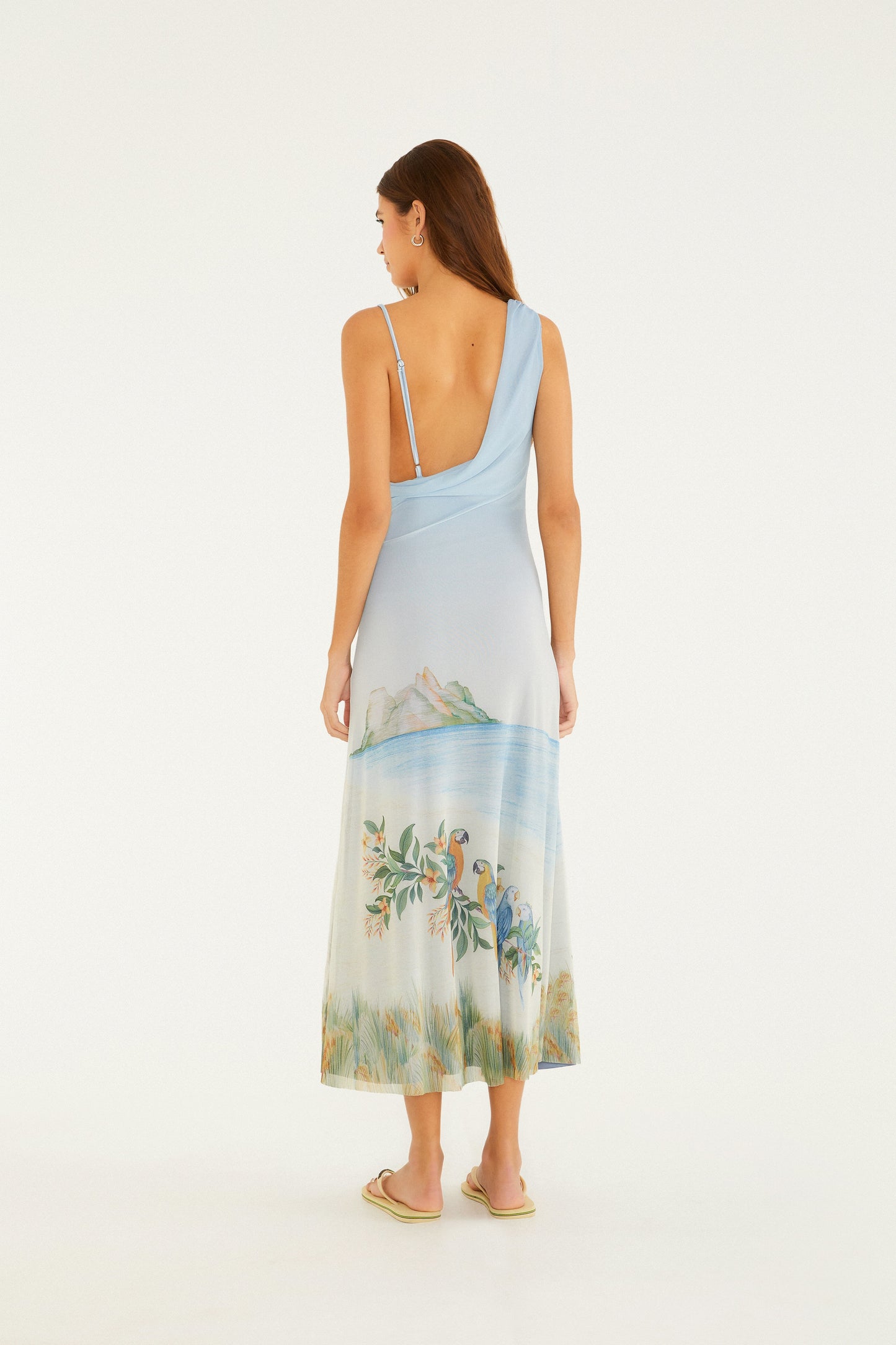 Vestido Tule Degagê Estampado Rio Antigo