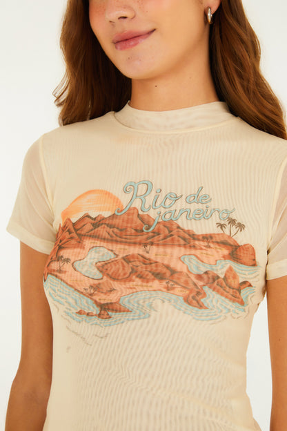 Blusa de tul Estampado Souvenir Rio