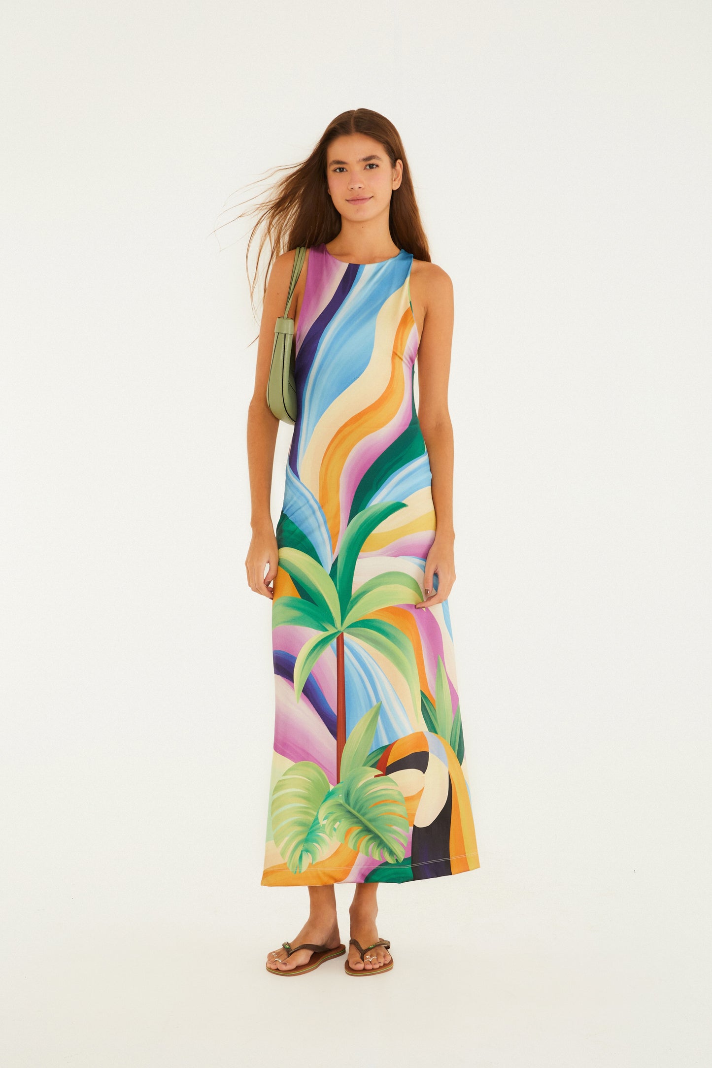 Vestido Midi Estampado Montanha De Tucano