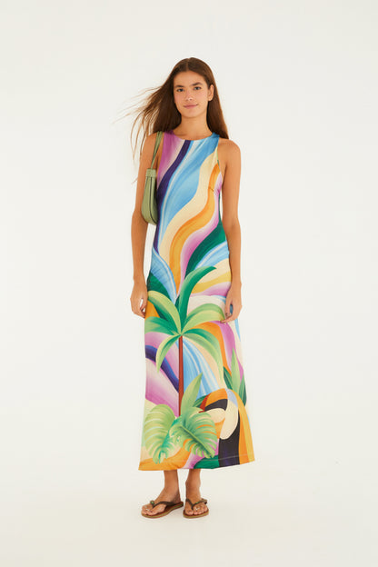 Vestido Midi Estampado Montanha De Tucano
