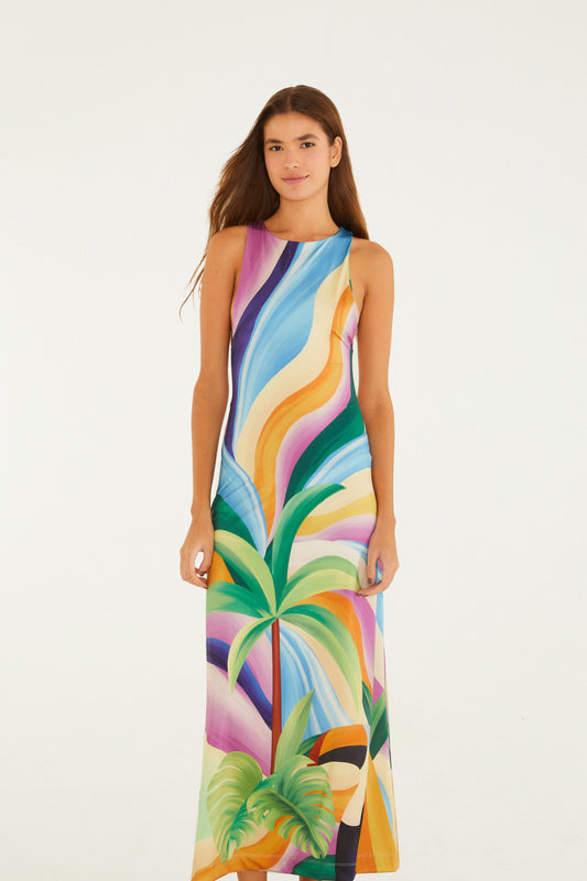 Vestido Midi Estampado Montanha De Tucano
