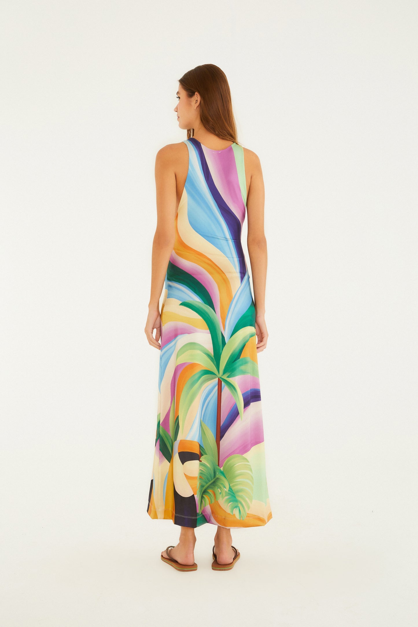 Vestido Midi Estampado Montanha De Tucano