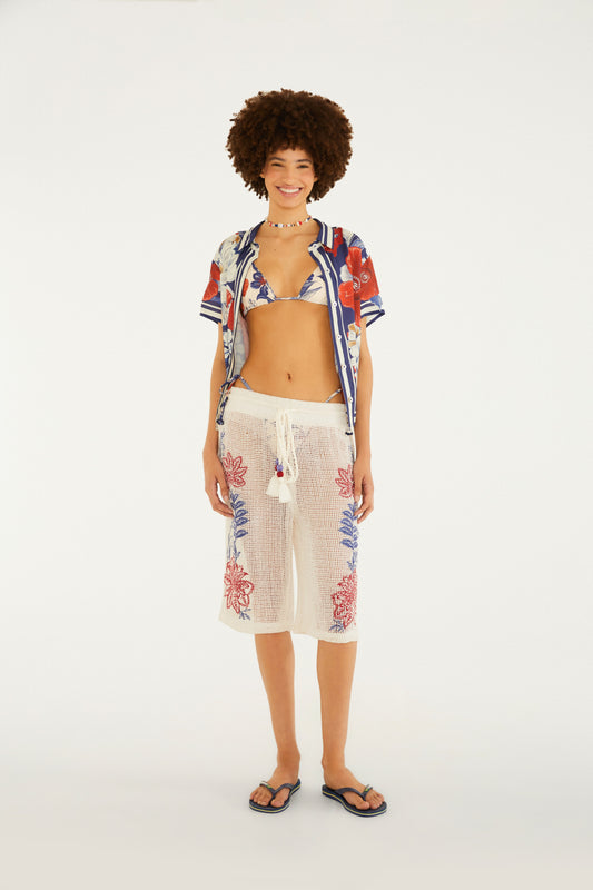 Pantalón Bordado Floral Lina