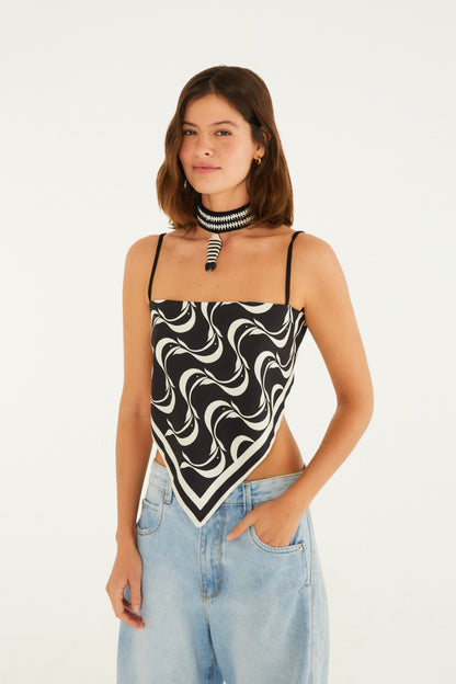 Blusa de pañuelo de Estampado peces copa