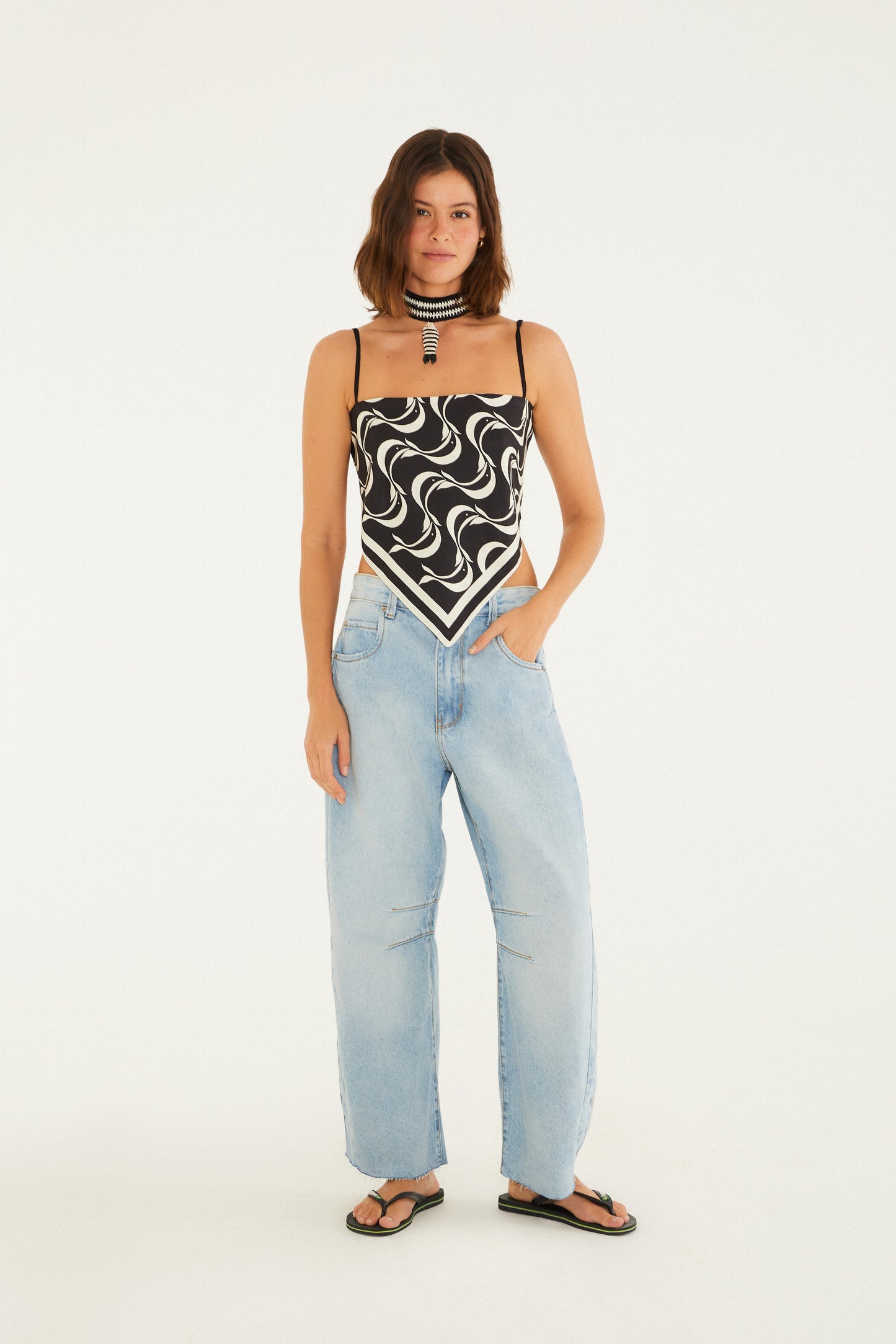 Blusa de pañuelo de Estampado peces copa