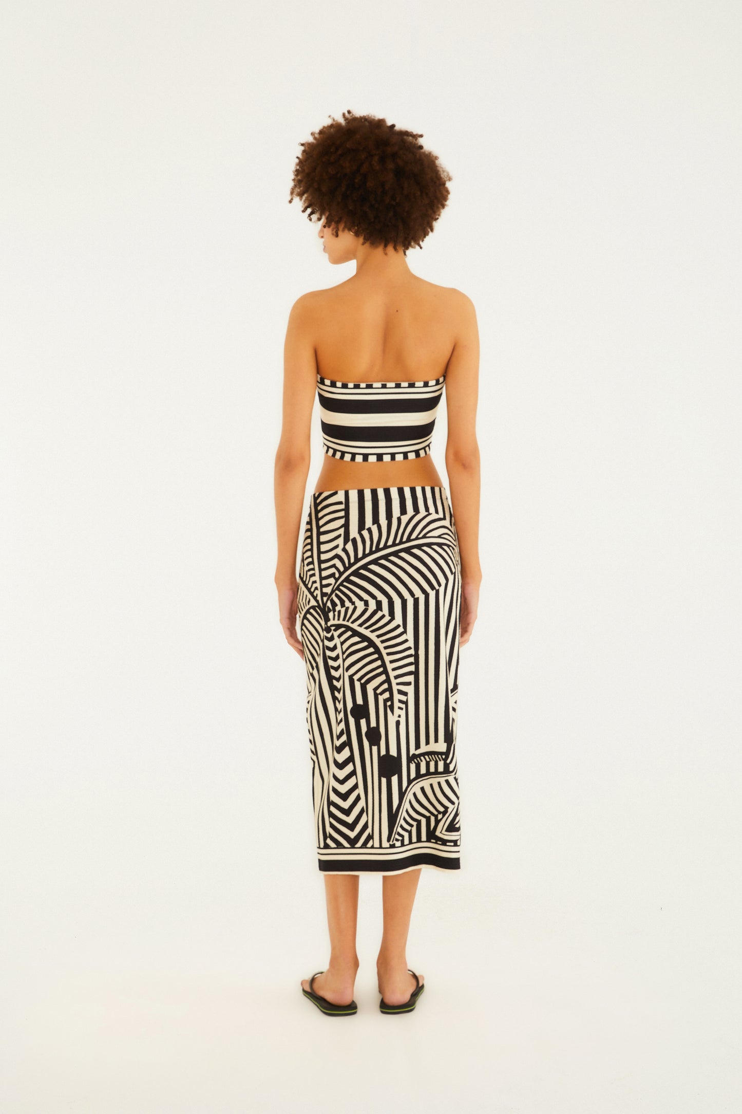 Falda Midi Reta Listra Tropical