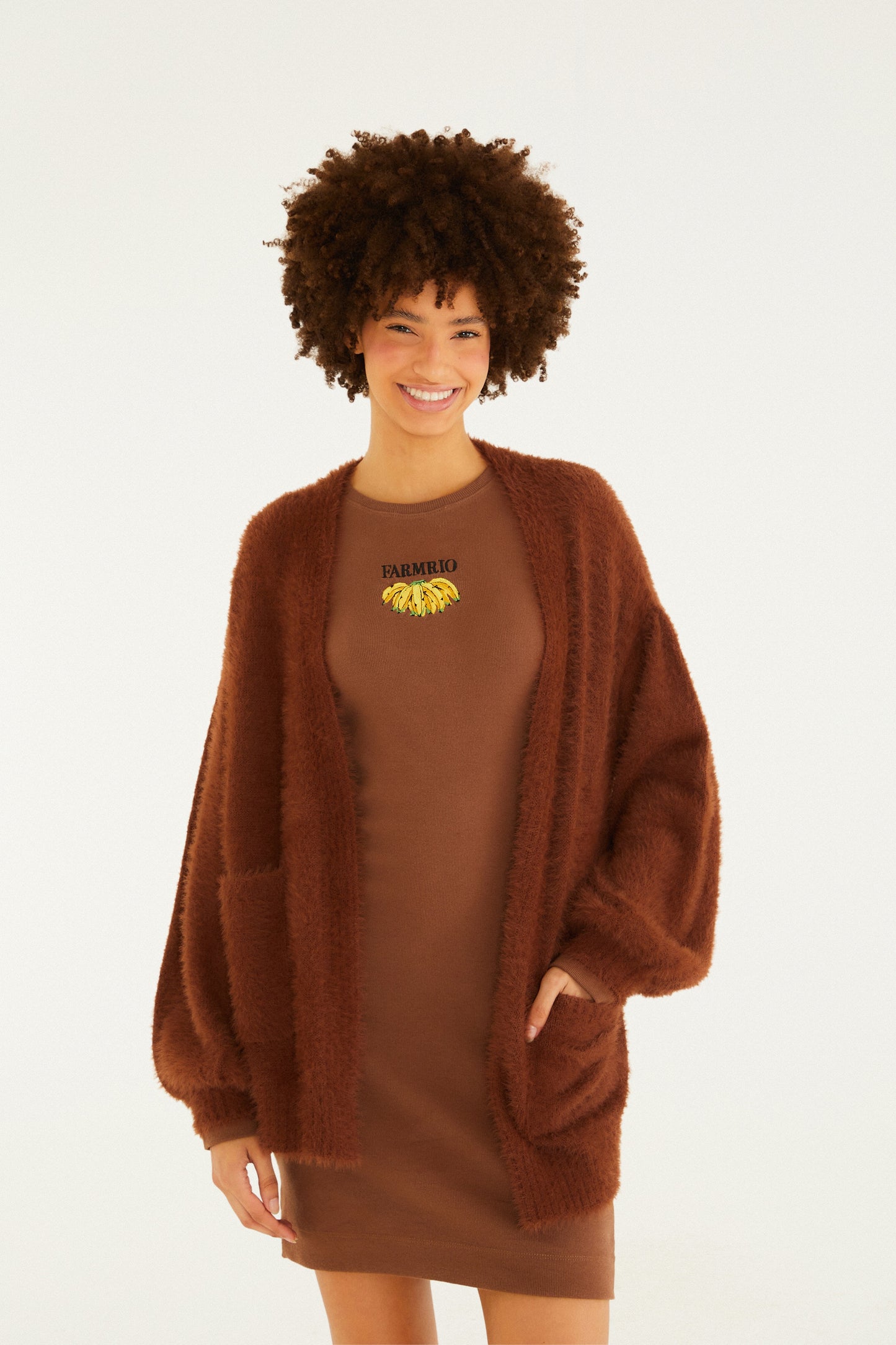 Cardigan Tricot Pelinho Com Bolso