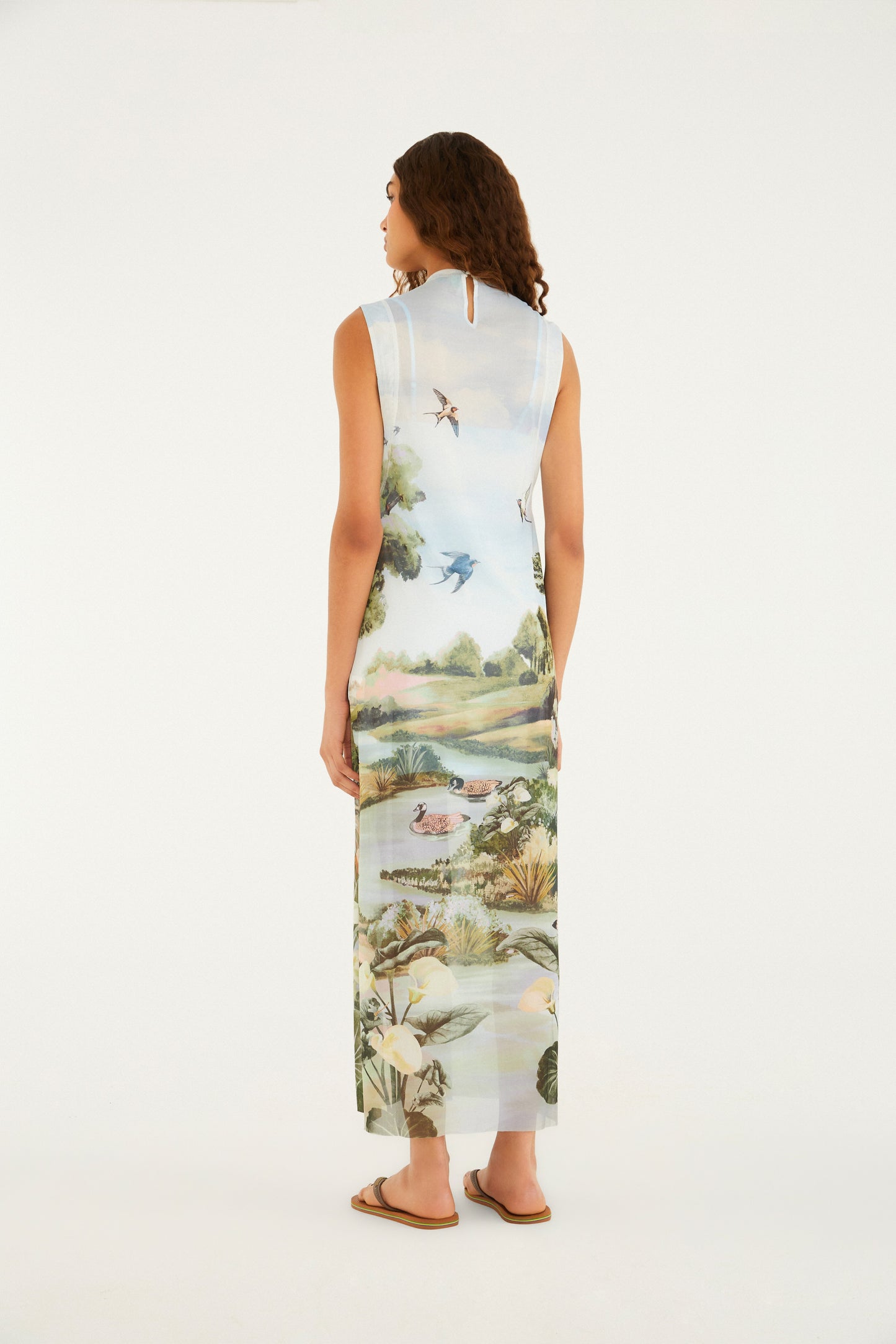 Vestido Sobreposição Tule Estampado Boa Vista