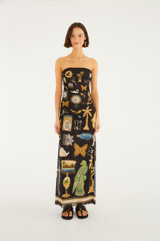 Vestido de Tul Estampado Bibelô