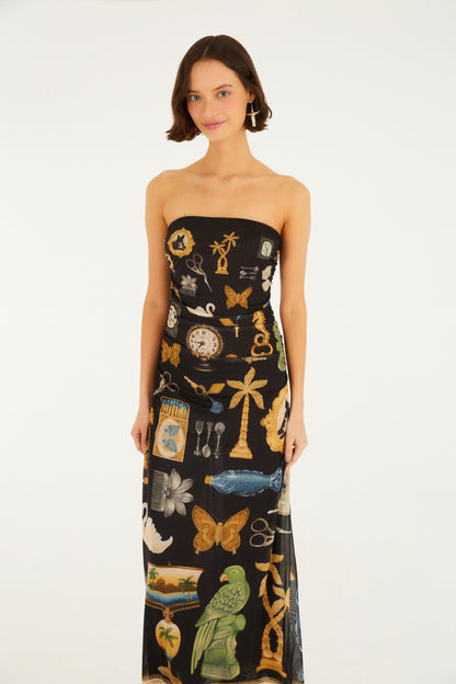 Vestido de Tul Estampado Bibelô