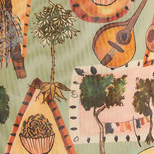 Vestido Tule Recto Estampado Boemia