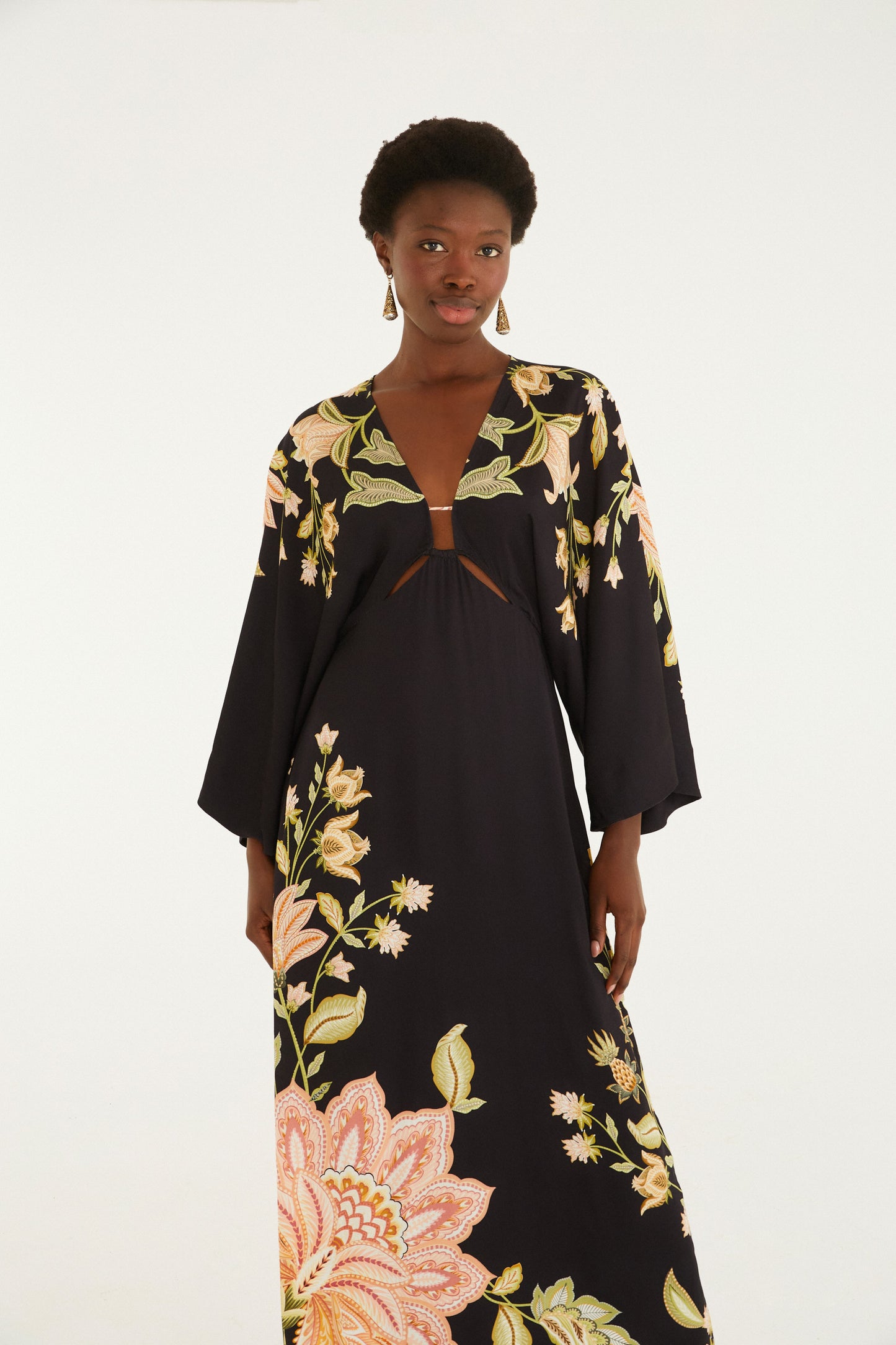 Vestido Largo Manga Estampado Jamile