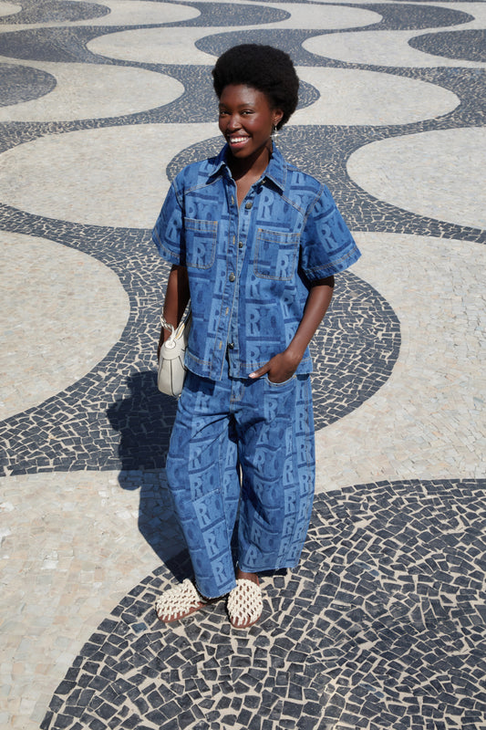 Pantalón de Jeans Barrel Laser Rio Gráfico