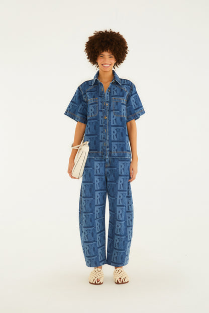 Pantalón de Jeans Barrel Laser Rio Gráfico