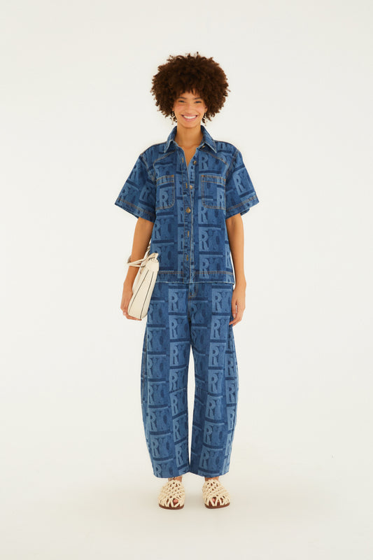 Pantalón de Jeans Barrel Laser Rio Gráfico