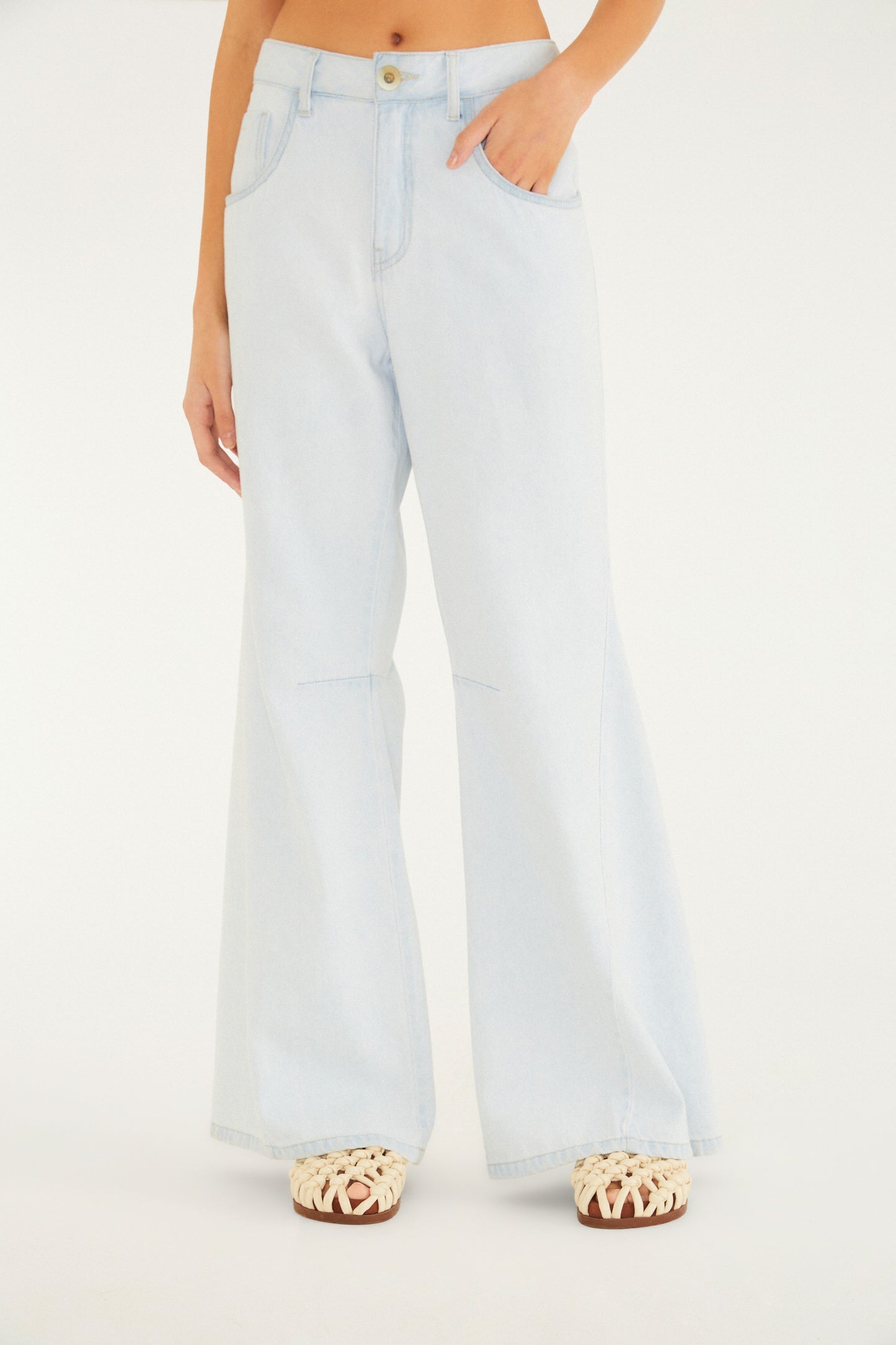 Pantalón de Jeans Média Boca Larga