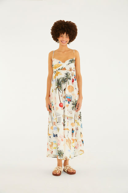 Vestido Largo Estampado Colagem Carioca