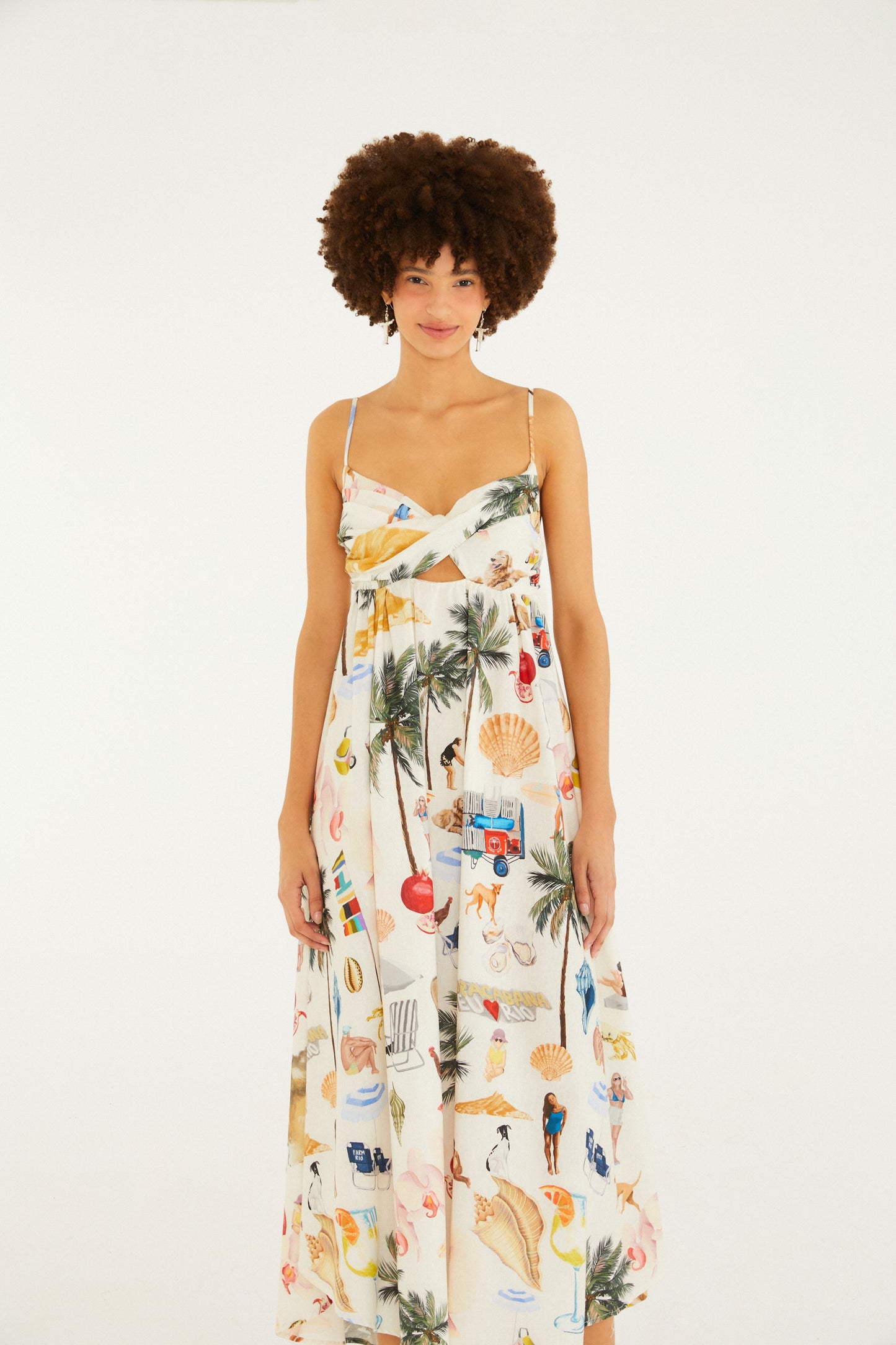 Vestido Largo Estampado Colagem Carioca