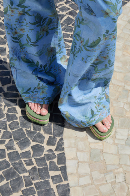 Pantalón de Jeans Cintura Alta Reta Paisagem