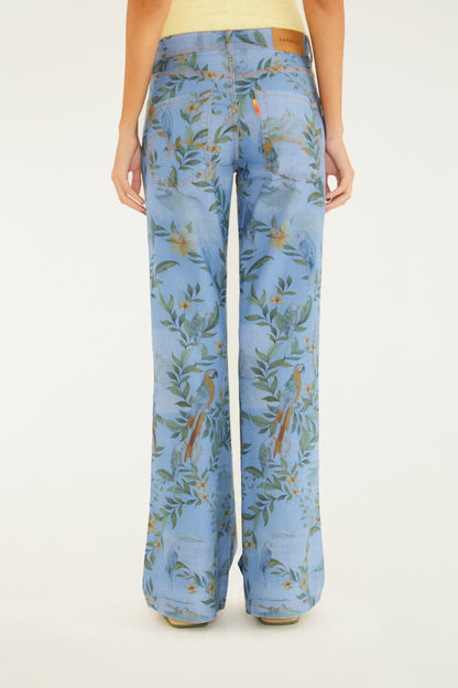 Pantalón de Jeans Cintura Alta Reta Paisagem