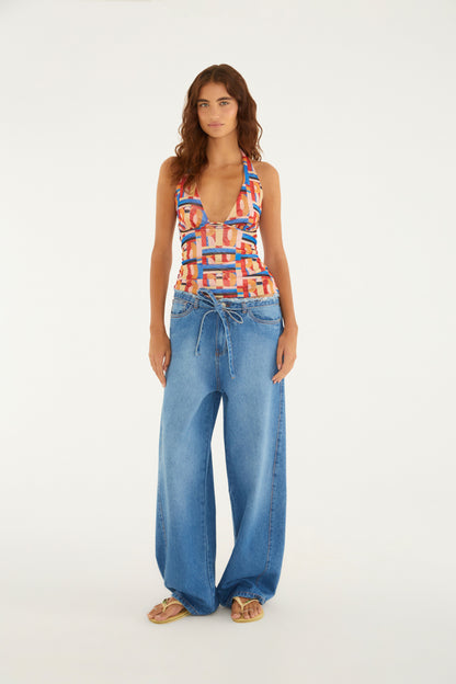 Pantalón de Jeans Amarração