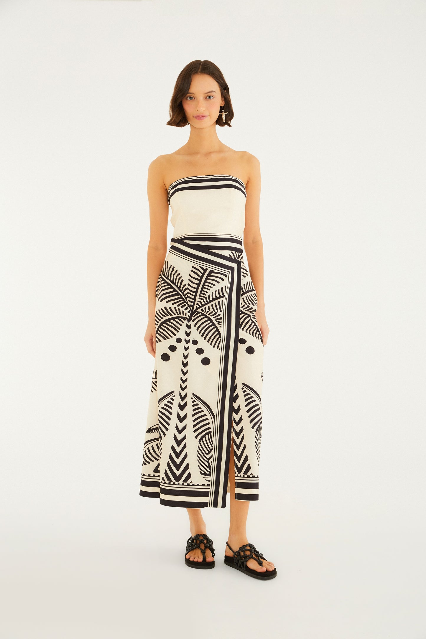 Vestido Cropped Estampado Listra Tropical