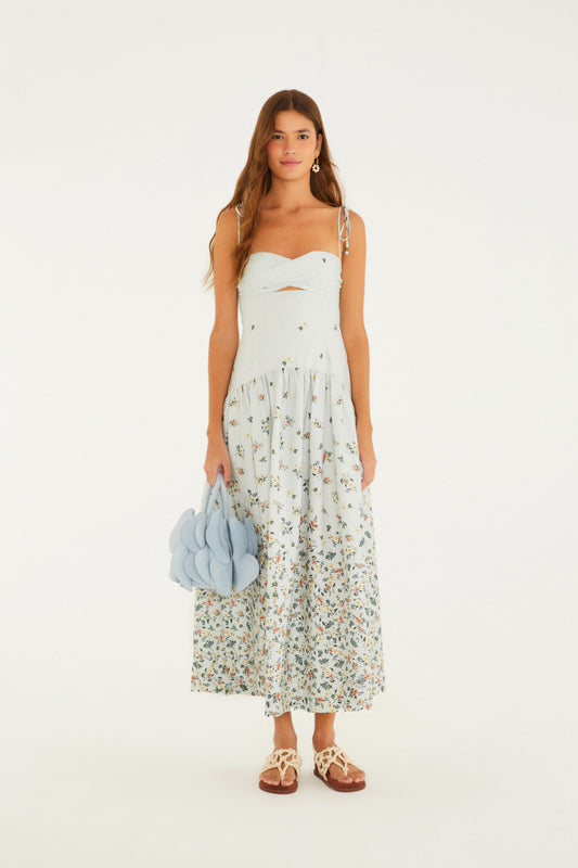 Vestido Cropped Estampado Floral Do Campo