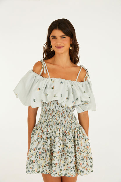 Vestido Corto Estampado Floral Do Campo