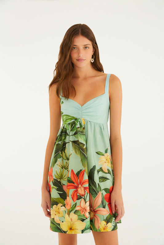 Vestido Curto Estampado Jardim Eva
