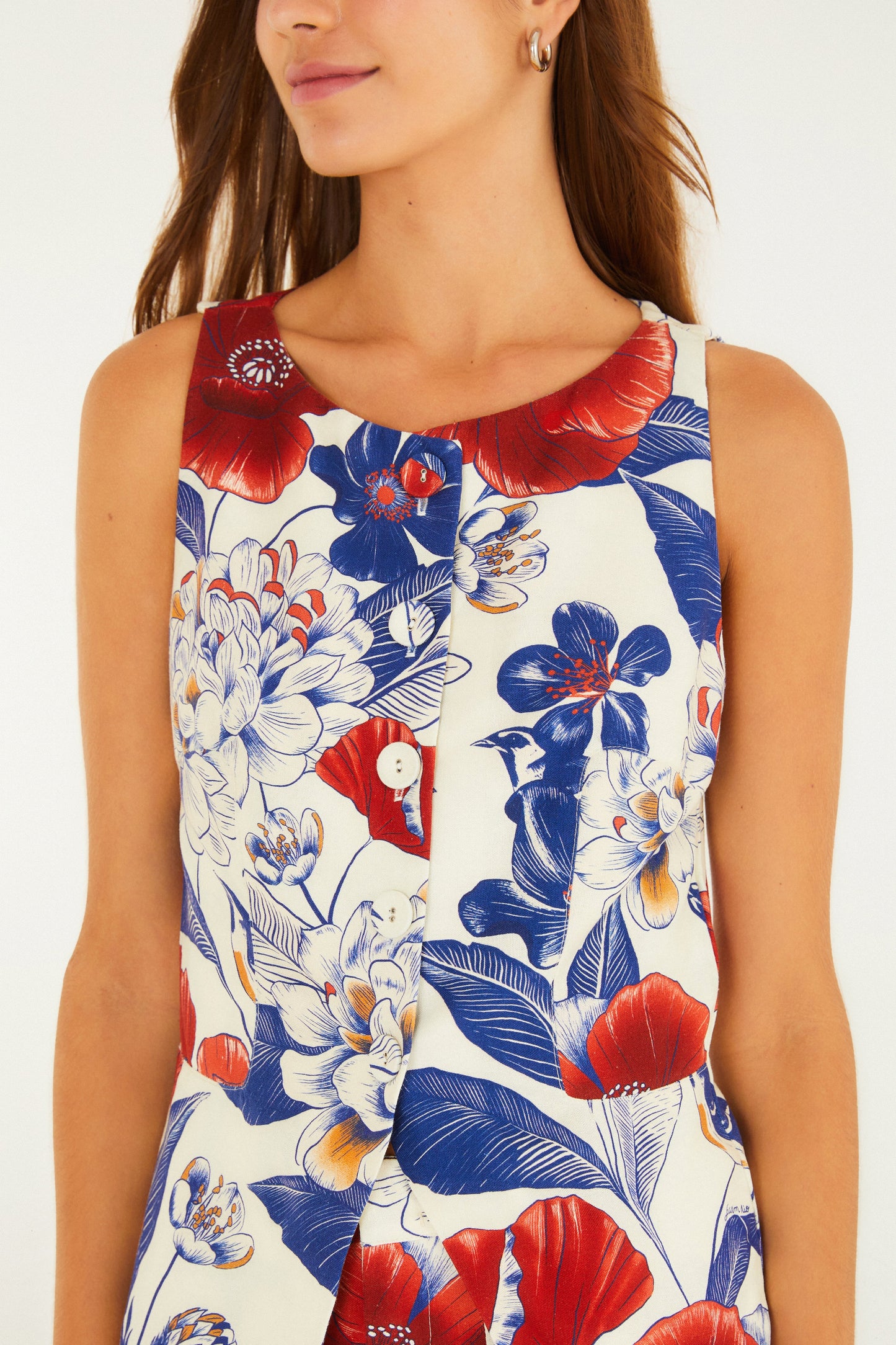 Blusa Colete Estamapda Floral Vera