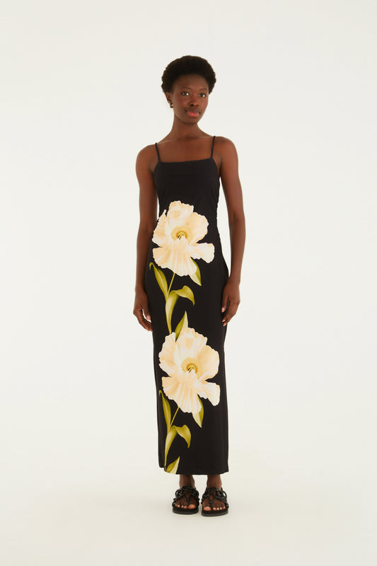 Vestido Midi Estampado Papoula
