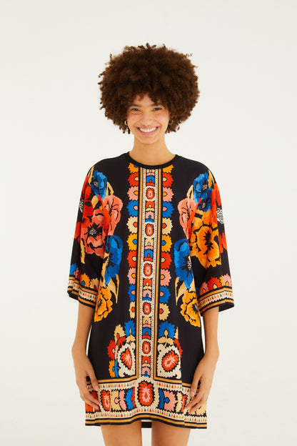 Vestido T-Shirt Big Estampado Antuerpia Lenço