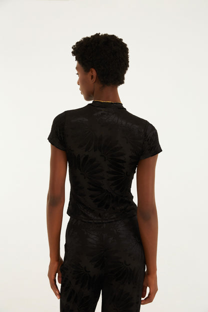 Blusa Tule Estampada Devore Banana