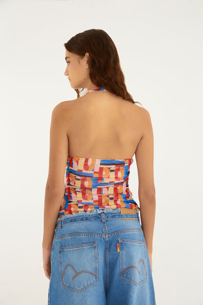 Blusa de Tul Única Estampada Rio Gráfico