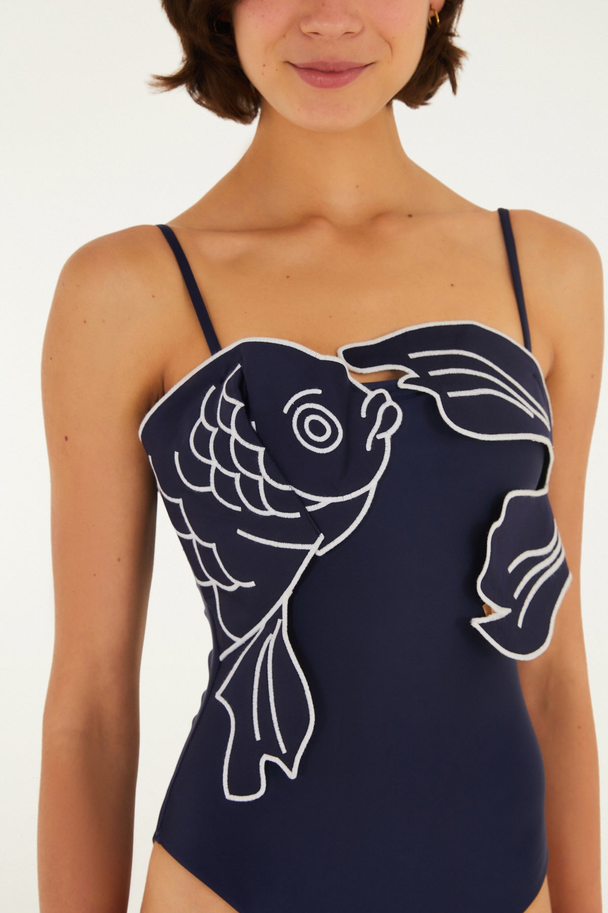 Traje de Baño Artesanal Peixe Azul Noite