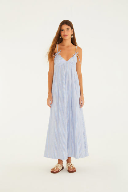 Vestido Largo Listra Azul