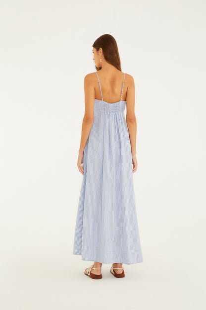 Vestido Largo Listra Azul