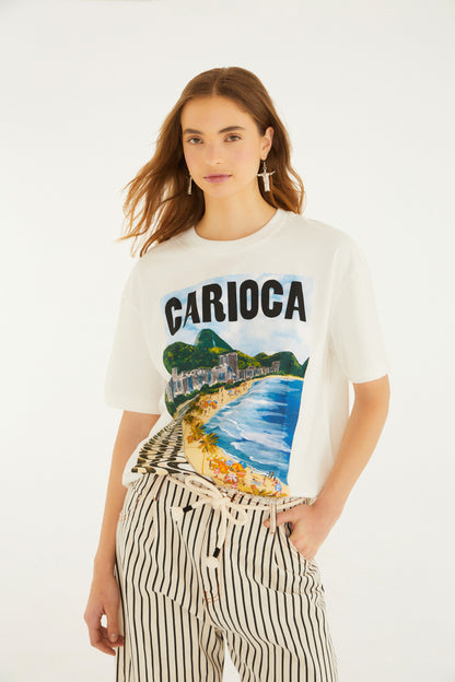 T-Shirt Media Paisagem Carioca Off White
