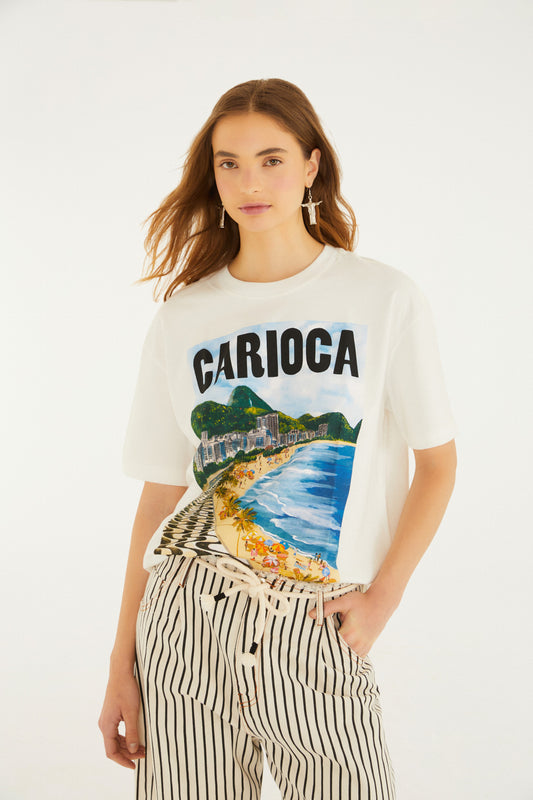 T-Shirt Media Paisagem Carioca Off White
