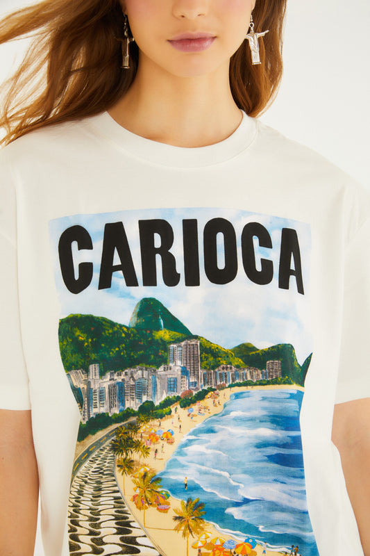 T-Shirt Media Paisagem Carioca Off White