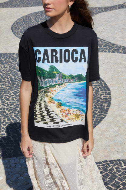 T-Shirt Media Paisagem Carioca Preta