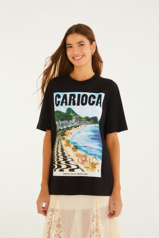 T-Shirt Media Paisagem Carioca Preta