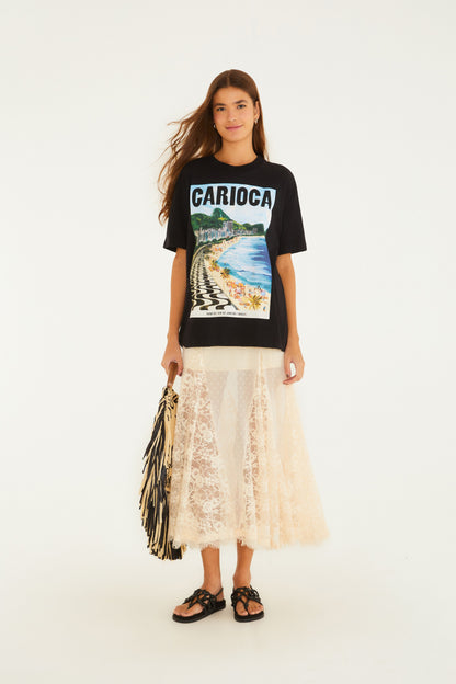 T-Shirt Media Paisagem Carioca Preta