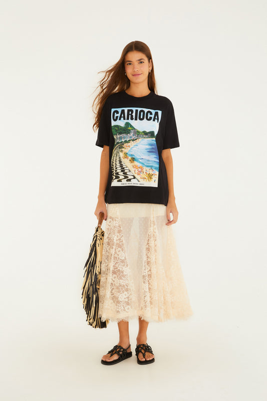 T-Shirt Media Paisagem Carioca Preta
