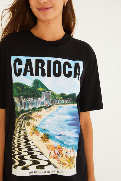 T-Shirt Media Paisagem Carioca Preta