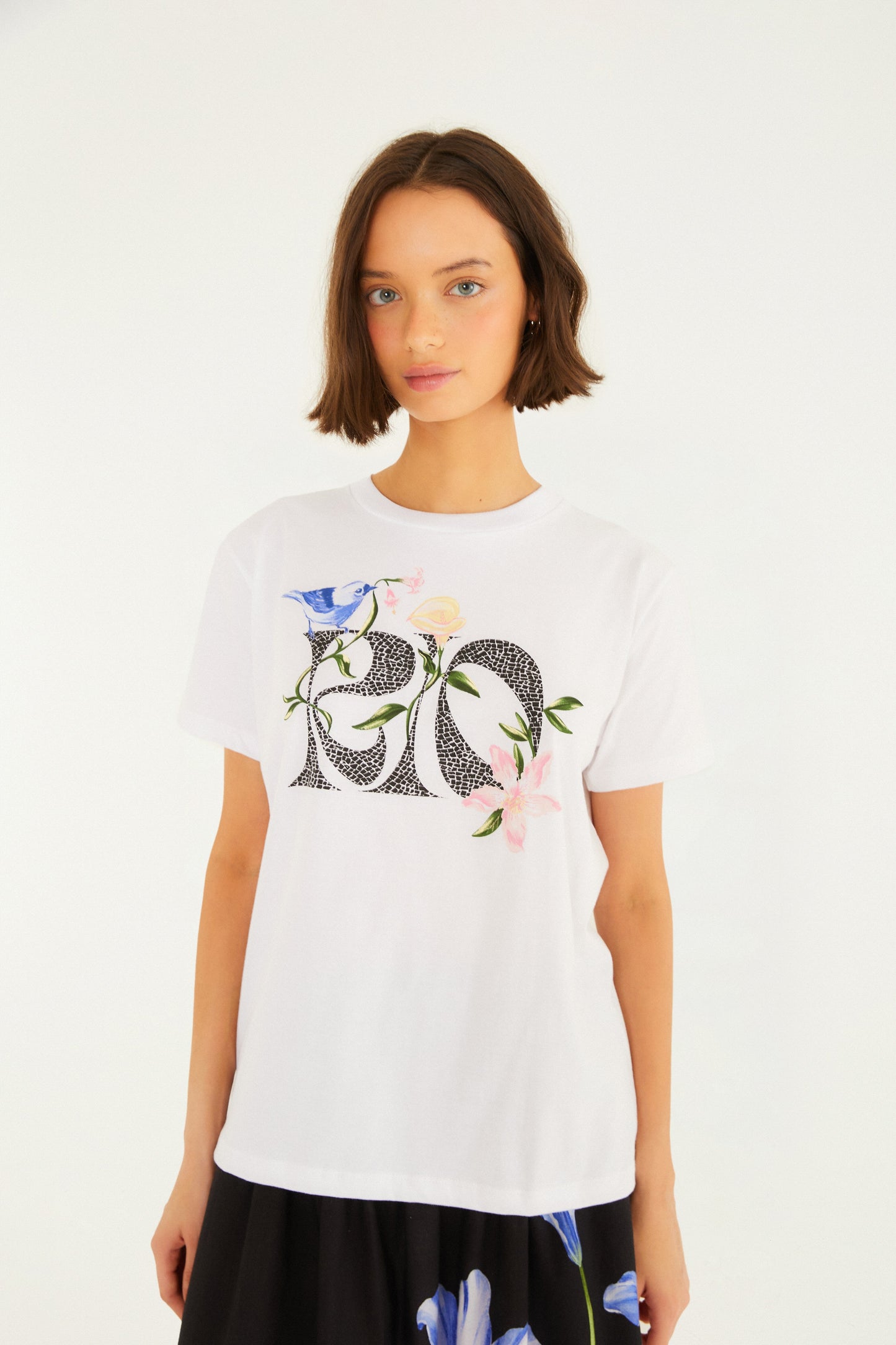 TShirt Fit Rio Calçadão Flores Off White