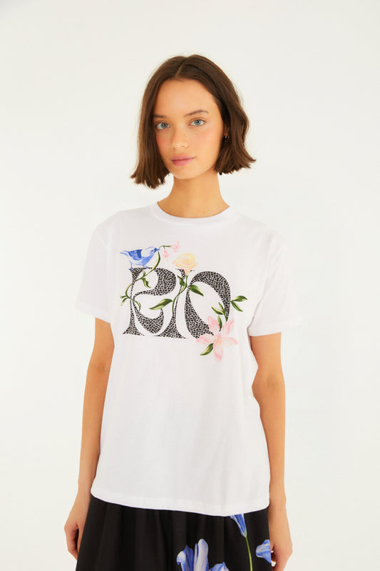 TShirt Fit Rio Calçadão Flores Off White