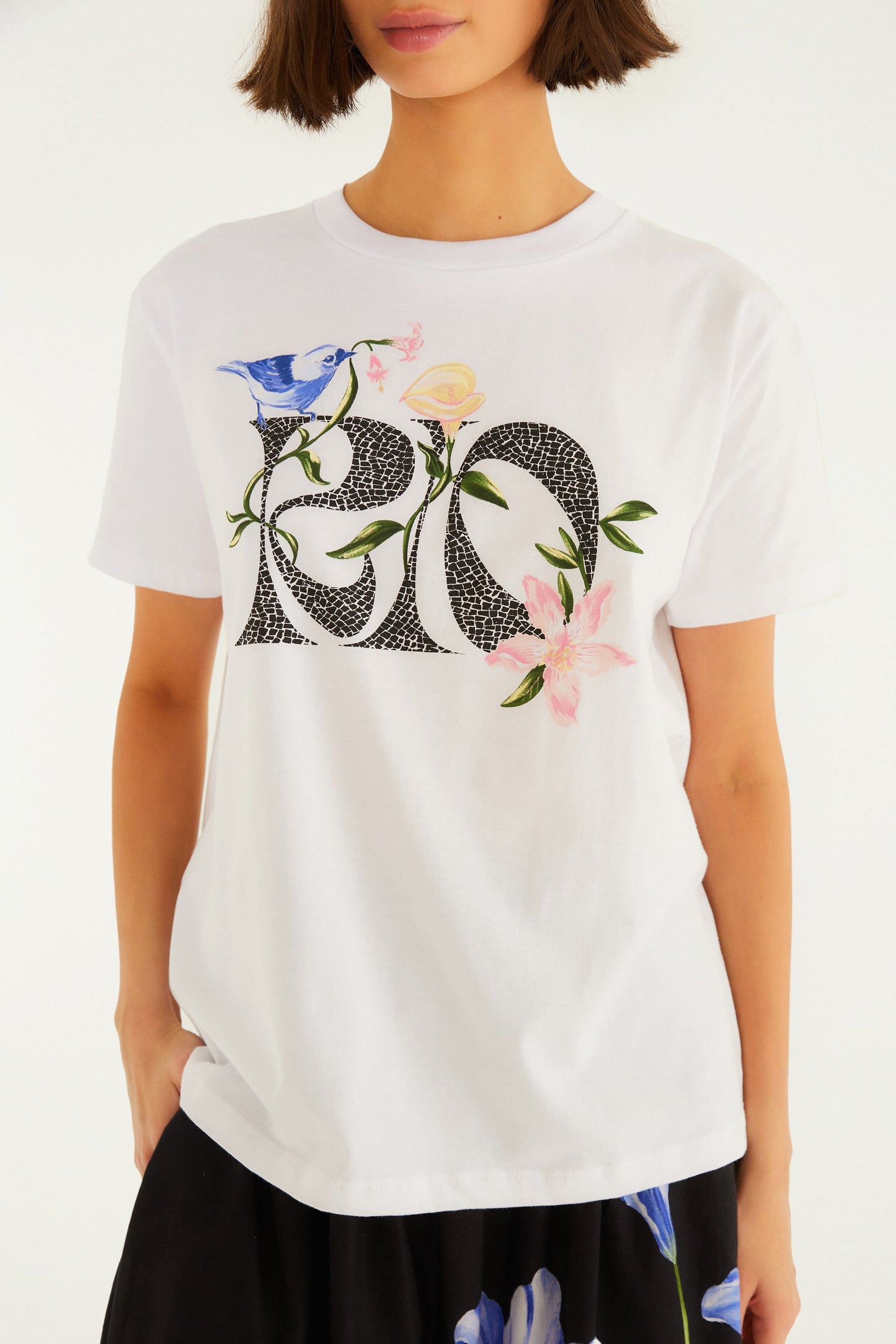 TShirt Fit Rio Calçadão Flores Off White